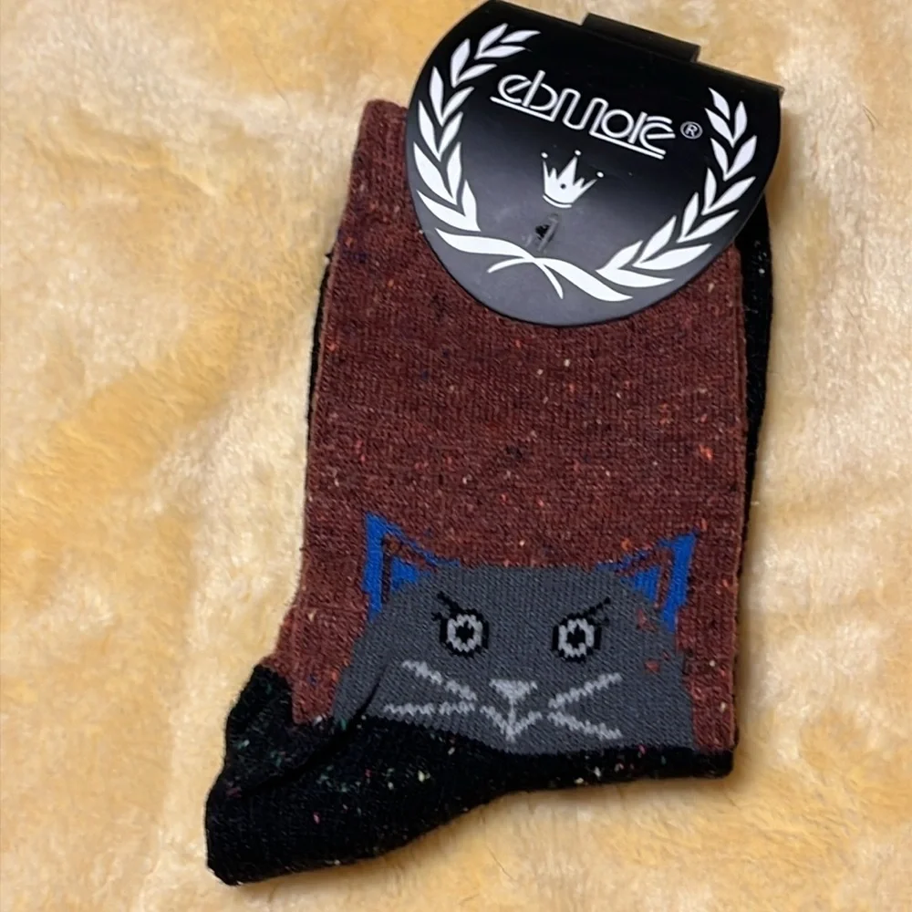 New 3 pack Crew Animal Wool Winter Socks Cats size 6-10